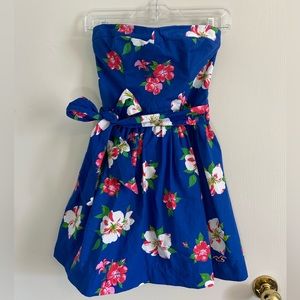 Hollister Strapless Tube Mini Dress Hibiscus Floral Print Size Medium